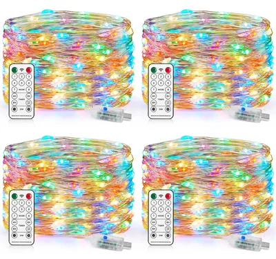 USB-Lichterkette 10 m, 100 LEDs, 8 Modi, wasserdicht, mit Fernbedienung