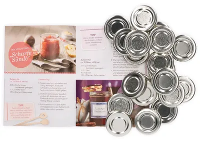 Produktbild von 20er Set Deckel To 43 silber incl. Diamant-Zucker Gelierzauber Rezeptheft