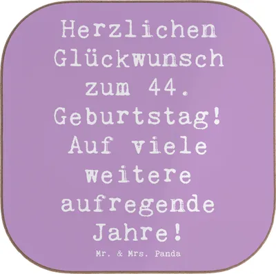 Produktbild von Mr. & Mrs. Panda Tischschoner Spruch 44. Geburtstag Feier - Lavendeltraum - Geschenk, bieruntersetzer, Happy Birthday, Geburtstagssprüche, Geburtstagsgeschenk, Alter