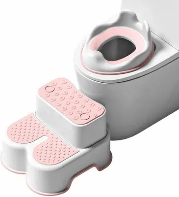Produktbild von Famanu Toilettensitz für Kinder mit Treppe und Sitzverkleinerer - WC-Aufsatz für Kinder (weiß/rosa)