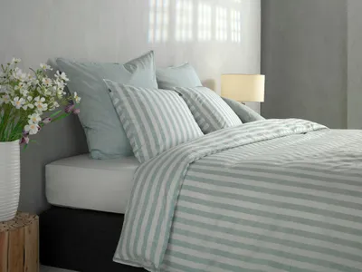 Produktbild von Zohome Mint-Green Bettbezug Banda-di-Lino - 155x220 cm + 1 Kissenbezug 80x80 cm - Hergestellt aus 100% Baumwolle