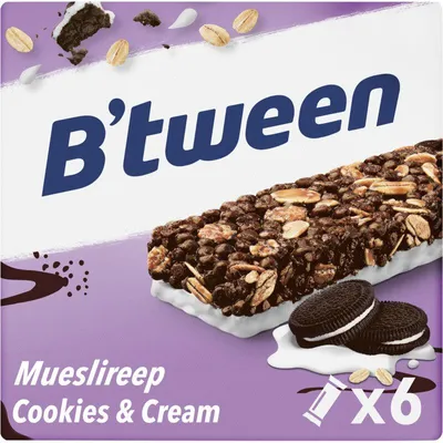 Immagine prodotto di Hero B'tween Muesli Bar Cookies & Cream, 138 g - snack delizioso