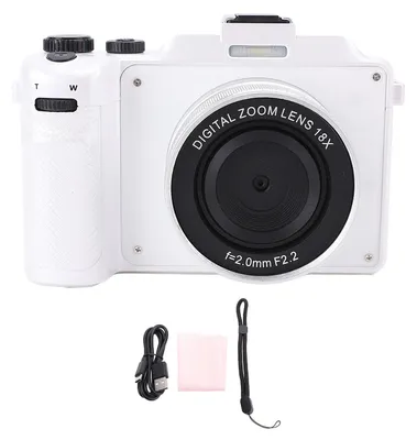 Obrázek produktu pro Digitální fotoaparát 64 MP, 4K, přední a zadní objektiv, duální objektiv, automatické zaostřování, 3palcový barevný displej, stabilizace obrazu, přenosný kompaktní fotoaparát pro studenty