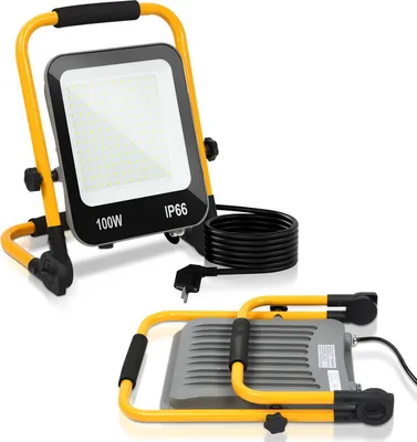 Image de Clanmacy Projecteur de chantier LED Lampe de travail 100W 8000LM blanc froid LED Floodlight Lampe de chantier