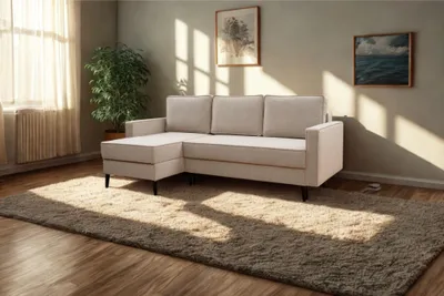 Produktbild von Kaiser Möbel Ecksofa mit schlaffunktion und bettkasten, Ecksofa L-Form, Eckcouch L-Form KEBI stoff Curio Beige Links