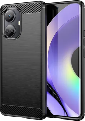 Produktbild von Realme 10 Pro+ Hülle, Carbon-Faser TPU Silikon Stoßfest Schutzhülle für Realme 10 Pro+ Schwarz