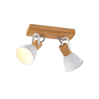 Produktbild von Lindby Deckenspot Merela, weiß, 28 cm, 2-flammig, Holz, E14
