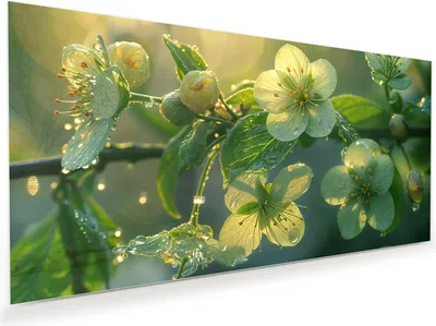 Produktbild von Glasbild 110x55cm in XXL für Wohnzimmer, Schlafzimmer Motiv Blühende Knospen