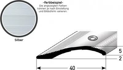 Produktbild von Ausgleichsprofil / Anpassungsprofil "Creston",  Ausgleich: 2 - 16 mm, 40 mm breit, Aluminium eloxiert, gebohrt / selbstklebend-silber-1000-gebohrt