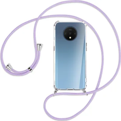 Produktbild von Handykette Backcover-Schutzhülle mit Band (Metall silberfarben) für OnePlus 7T - violett