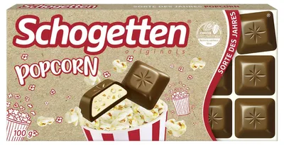Produktbild von Schogetten Popcorn Edel Alpenmilch mit Mais und Popconstückchen 100g