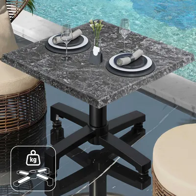 Produktbild von WBO | Jamaika Loungetisch | B:T:H 60 x 60 x 40 cm | Felsen / Schwarz | Zusatzgewicht | Bistro Loungetisch Gastro Tisch