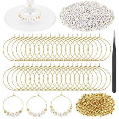 Weinglashänger-Set, 100 Stück, personalisiert, Acryl, Gold