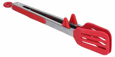 Image de Pince à barbecue en acier inoxydable et silicone pour aliments, pince à steak, accessoire de cuisine pour barbecue à domicile, 30 cm, rouge