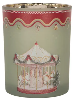 Immagine prodotto di Clayre & Eef Portacandela Ø 10x13 cm Verde Vetro Natale