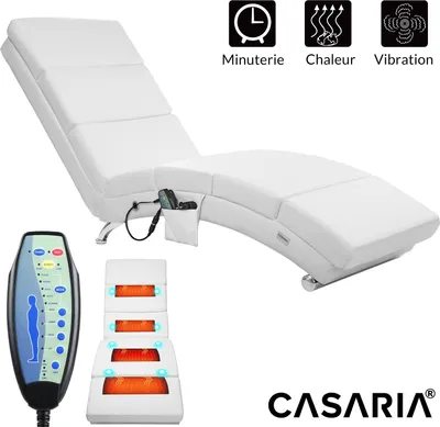 Image de Casaria Méridienne London Chaise longue d’intérieur design avec fonction de massage chauffage Fauteuil relax salon blanc