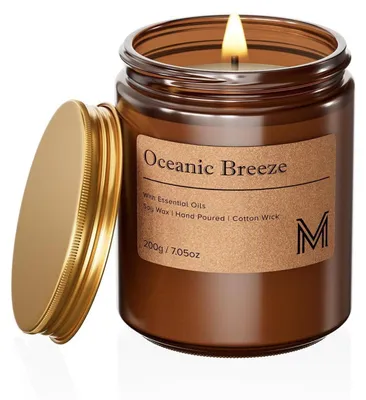 Zdjęcie produktu dla Świeca zapachowa w szklanym pojemniku, 200g, zapach: "Oceaniczna bryza", wosk sojowy, czas palenia: 40 godzin