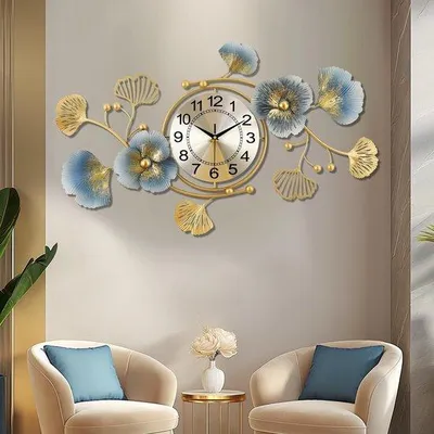 Produktbild von Große moderne Wanduhr aus Edelstahl, 83x48cm, stille Dekoration für Wohnzimmer, Schlafzimmer, Küche