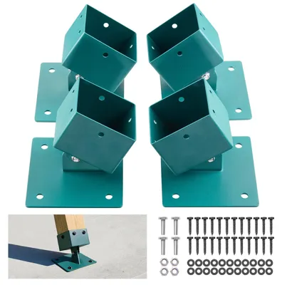Immagine prodotto di Supporto per altalena - Kit di 4 ancoraggi per pali - Acciaio inossidabile - Adatto per pali da 91x91 mm - Portata massima fino a 567 kg - Regolabile da 45 a 60° - Per strutture di altalena