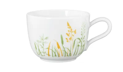 Produktbild von Kaffeetasse - Weiß - Grün - Gelb - 260 ml - Porzellan - Gräsermotiv
