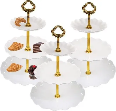 Produktbild von Famanu Etagere 3-stufig wiederverwendbar - für Kuchen, Cupcakes, Desserts
