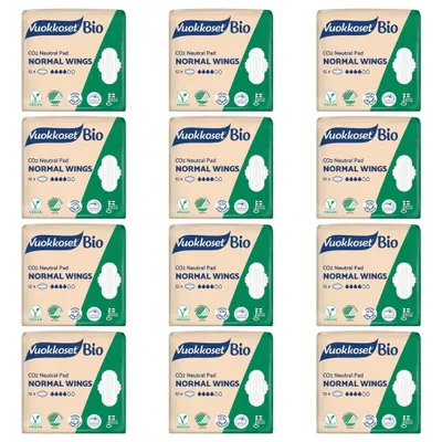 Produktbild von Vuokkoset BIO Binden NORMAL WINGS 144 Stk. | Vorteilspack, 100% Baumwolle, Saugstärke 4/6, Biodegradierbar, Chlorfrei