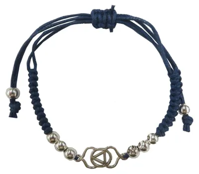 Produktbild von Armband "Ajna Chakra" blau 1,4cm Silber 925 mit verstellbarem Baumwollband