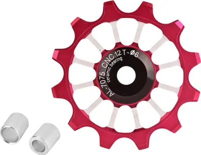 Produktbild von Meijun Keramiklager Aluminiumlegierung Fahrradfahrrad Heckummeurscheibe Leitrad (rot)