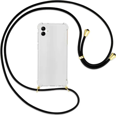 Produktbild von Handykette Backcover-Schutzhülle mit Band (Metall goldfarben) für Samsung Galaxy A04 4G (6.5'') - schwarz