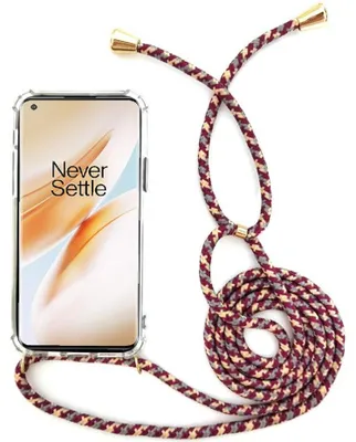 Immagine prodotto di Custodia per cellulare con laccetto, catena o cordoncino per essere portata a tracolla / Custodia a tracolla per diversi modelli OnePlus 1+, OnePlus 8T, colore rosso/oro