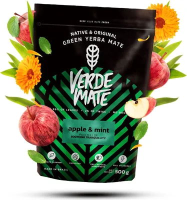 Produktbild von Verde Mate - Mate Tee Apple, Mint 500g - 5mm Dicke Blätter, Staubfrei - Erfrischend, Mild - Apfel, Minze Mix - Luftgetrocknet - Yerba Mate Brasilien