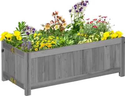 Image de Bac à plantes / jardinière - Bac à plantes pliable sur pieds - 4 pieds - Bois - 70 x 30 x 25 cm - Gris
