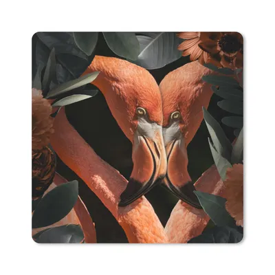 Produktbild von MuchoWow® Mauspad Mousepad Flamingo - Blätter - Blumen 30x30 cm - Mousepads - Maus Mat - Pad - Mausunterlage - Gaming