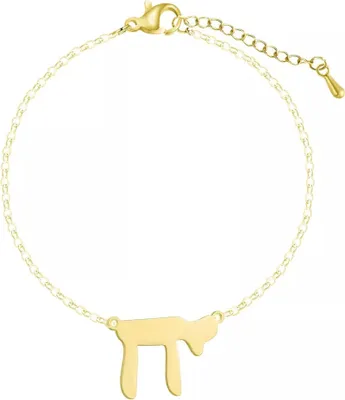 Produktbild von Armband "Haj" הי aus Edelstahl - Glücksbringer aus der Kabbala Lehre in Gelbgold