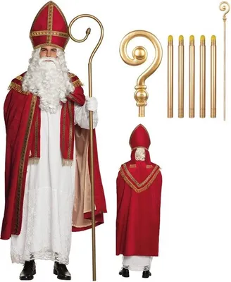 Produktbild von St Nikolaus Kostüm mit Stab - Bischofskostüm Nikolauskostüm Gr. L/XL Weihnachten