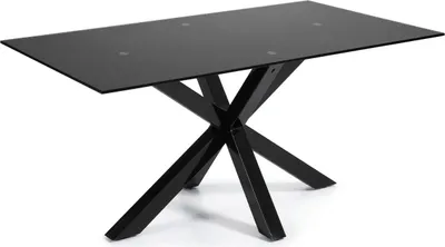 Produktbild von Tisch Argo 180 x 100 x 75 cm Epoxidschwarz und schwarzes Glas Esszimmer Esstisch