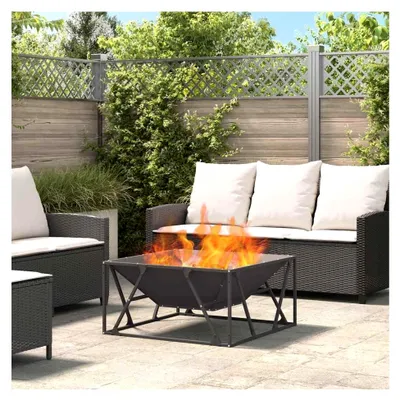 Produktbild von Feuerstelle Schwarz 80 x 80 x 40 cm aus Stahl für Garten, Terrasse und Außenbereich