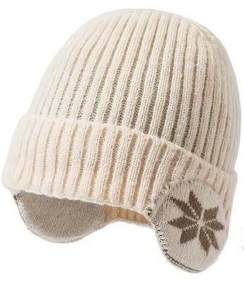 Produktbild von Warme Wintermützen, dicke Wollmützen, gerippt, weiß, kaltbeständig