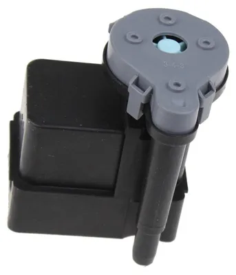 A close-up studio shot of a black and gray pump component.