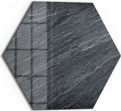 Produktbild von DEQORI Magnettafel Glas 40x35 cm 6-eckig 'Klassischer Schieferstein' beschreibbar Whiteboard