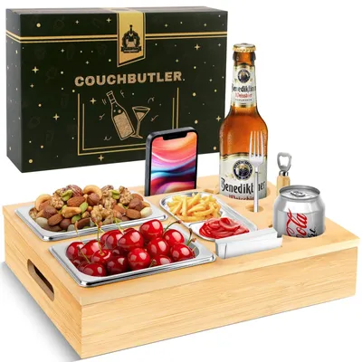 Productafbeelding van Solidchoice - Multifunctionele Snack Tray met RVS Snackkommen en Drankhouders