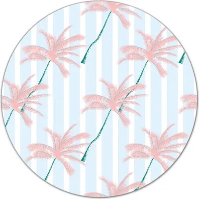 Produktbild von Glas Schneidebrett Herdabdeckplatten Schneideplatten Rund - 40 cm - Rosa Palmblätter