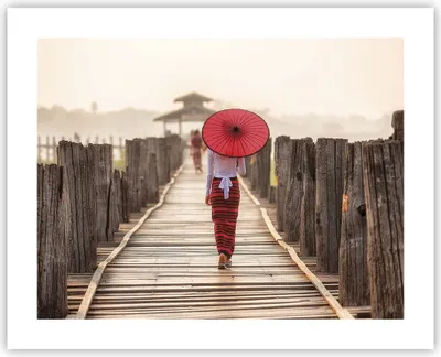 Produktbild von Poster - Poster ohne Rahmen - Birma Regenschirm Brücke - 50x40 cm - Wand Bild - Wanddeko - Wandbilder - Kunstposter - Wandposter - Bilder - Kunstdruck - Wanddekoration - Wandbild - P2XAA50x40-4261
