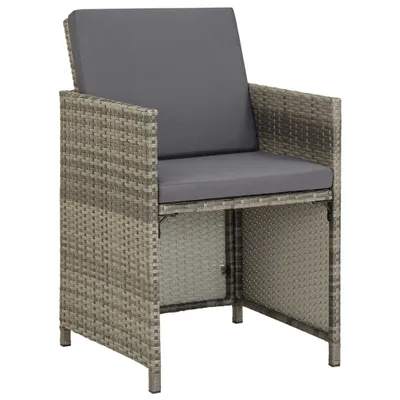 Image de vidaXL Chaises de jardin 2 pcs. avec coussins Poly Rattan Gris