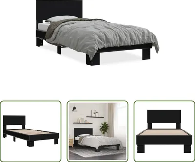 Produktbild von The Living Store Bettgestell Schwarz 75x190 cm Holzwerkstoff und Metall