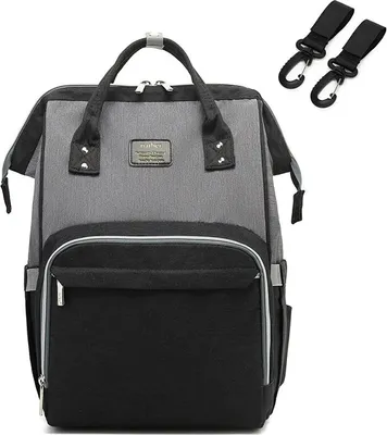 Produktbild von Linuode Windelrucksack Windeltasche Bag Mummy Large Capacity Bag Mom Baby Multifunktionale wasserdichte Outdoor-Reisewindeltaschen für die Babypflege (Farbe: schwarz grau)
