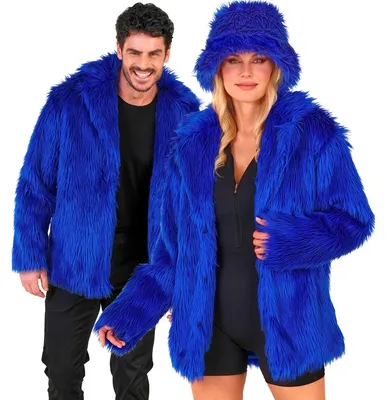 Productafbeelding van Pluizenjas met alienmotief, neonblauw, damesmaat S/M