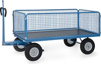 Produktbild von Fetra Handpritschenwagen mit Zugöse, Drahtgitterwänden und Polyurethanbereifung, 1935x995mm Ladefläche 750kg Tragkraft