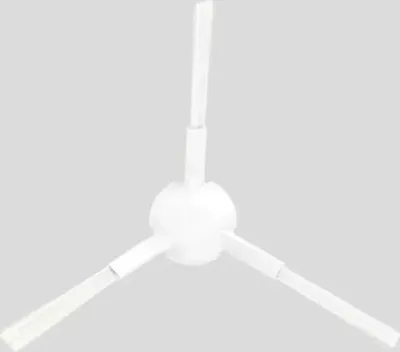 A white robot vacuum cleaner side brush against a light gray background.