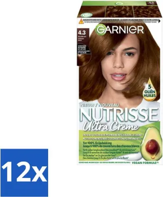 Produktbild von Garnier – Nutrisse Ultra Cream 4.3 – Haarfarbe – Goldbraun – Intensive Pflege – Permanente Farbe - Vorteilspack - 12 Stücke